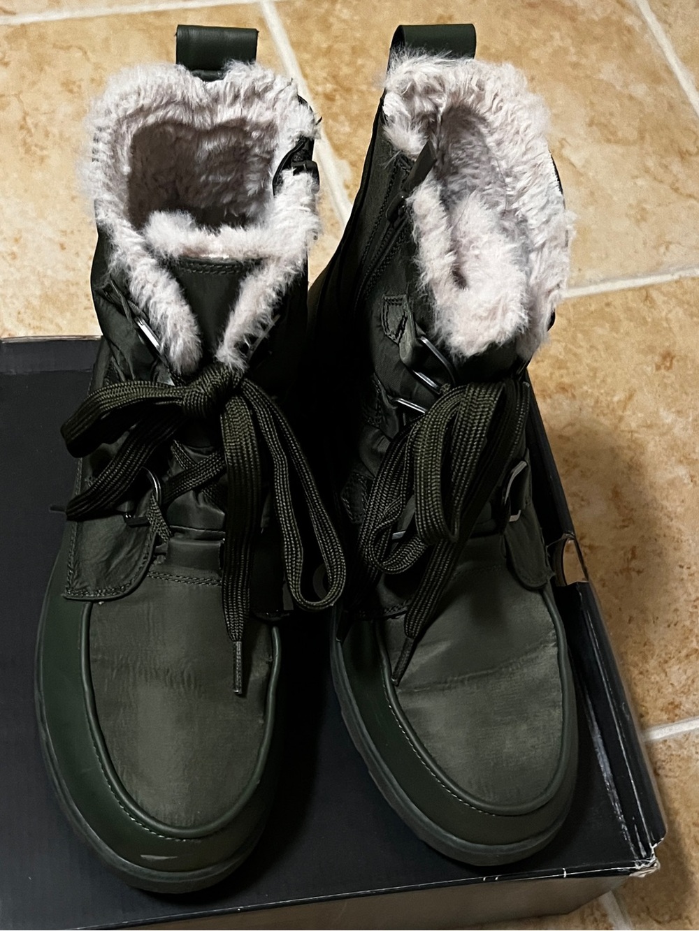 Women’s Faux-Fur Lined Winter Boots — Olive Green Torrid